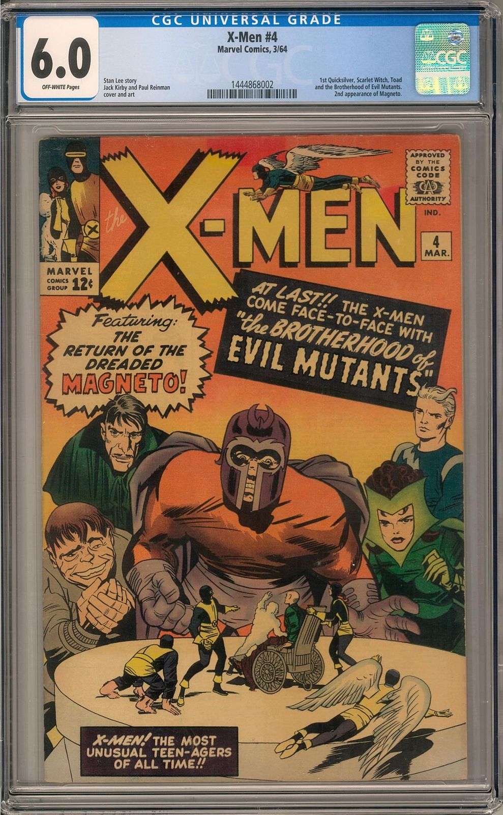 X-Men #4 CGC 6.0 (OW) 1st appearance of Quicksilver, Scarlet Witch, Toad