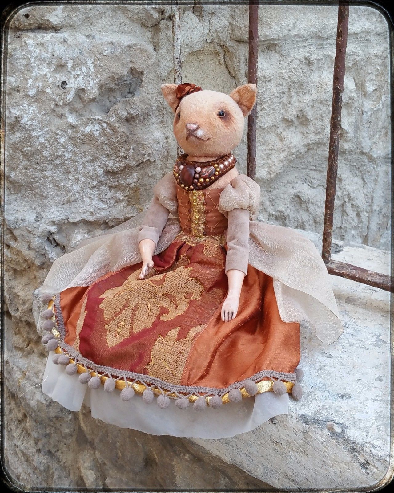 Boudoir Doll - Cat.  Collectible Doll. Home decor. Vintage style. Handmade art.