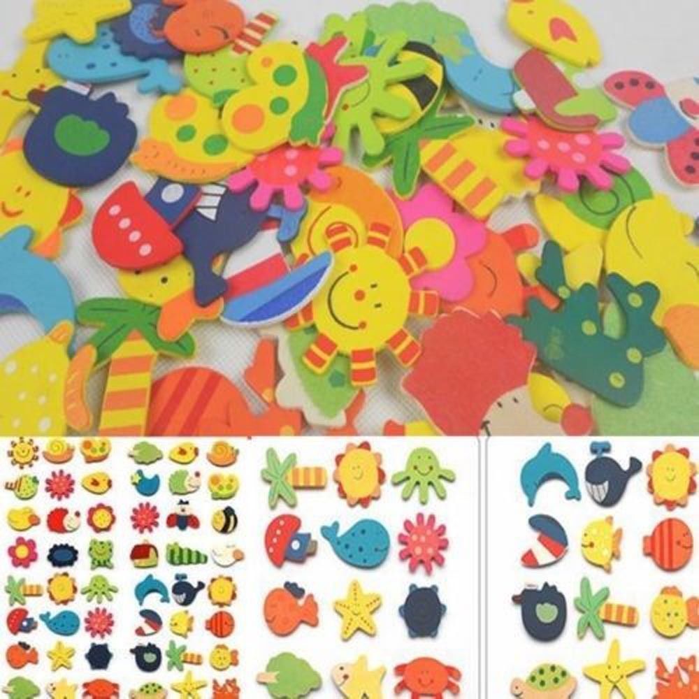 24pcs Novelty Animals Wooden Fridge Magnet Sticker Cute Funny Refrigerator Toy