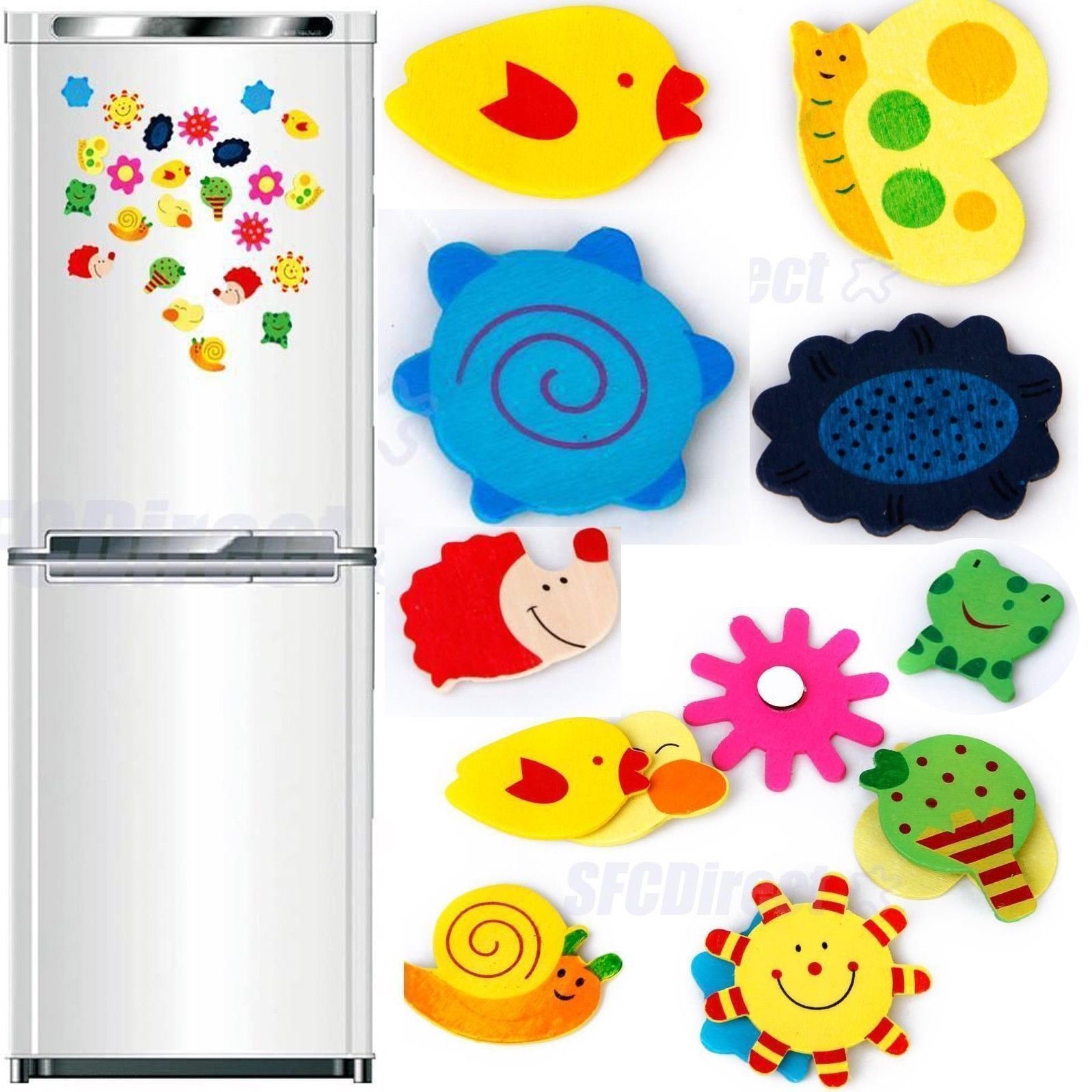 24pcs Novelty Animals Wooden Fridge Magnet Sticker Cute Funny Refrigerator Toy