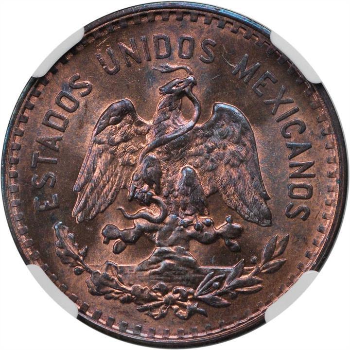 MEXICO ESTADOS UNIDOS 1926  5 CENTAVOS COIN CERTIFIED UNCIRCULATED NGC MS64-RB