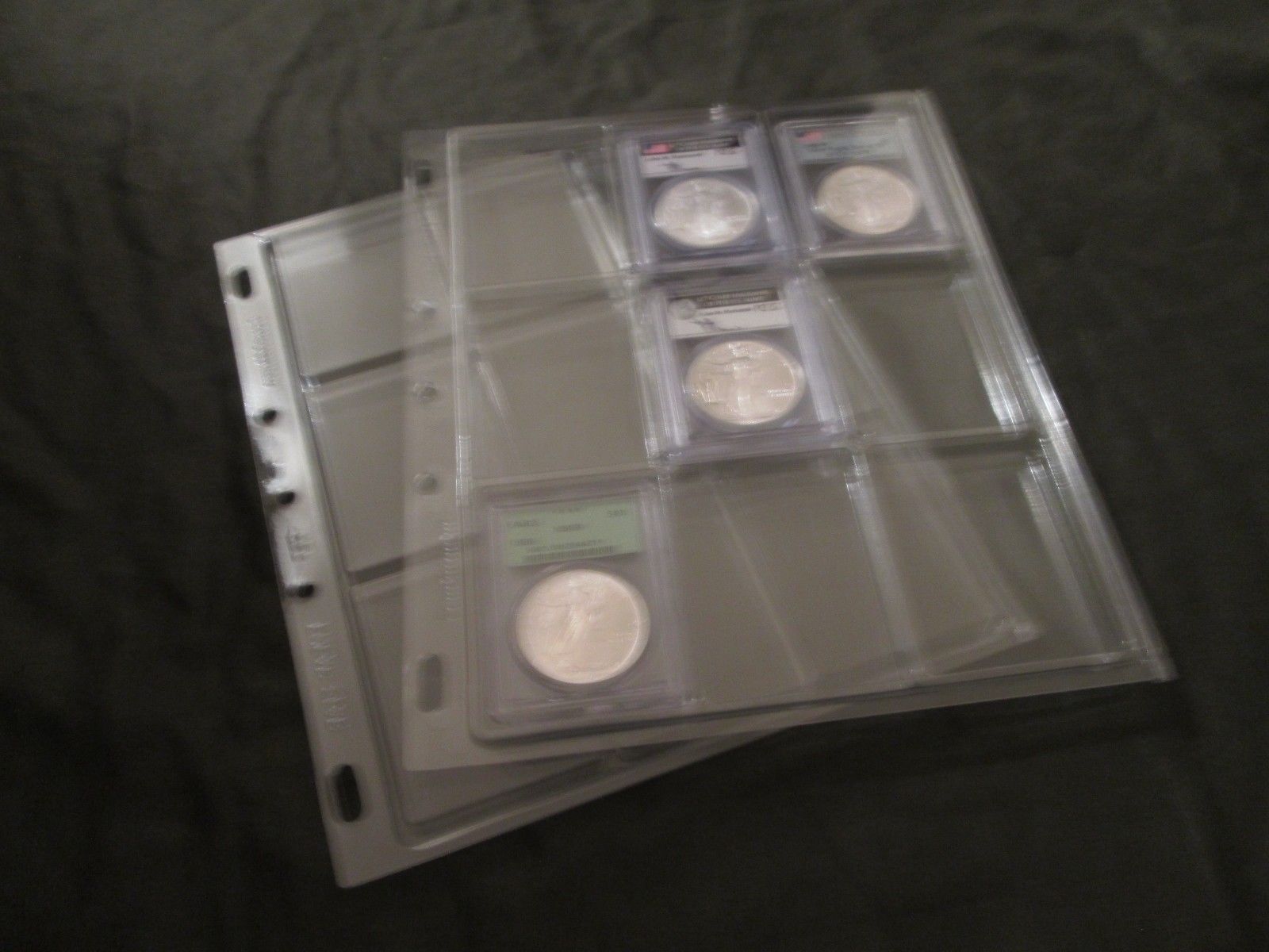 4 Leuchtturm Slab Pages for NGC, PCGS Coin Slabs, 9 Slabs pockets per page