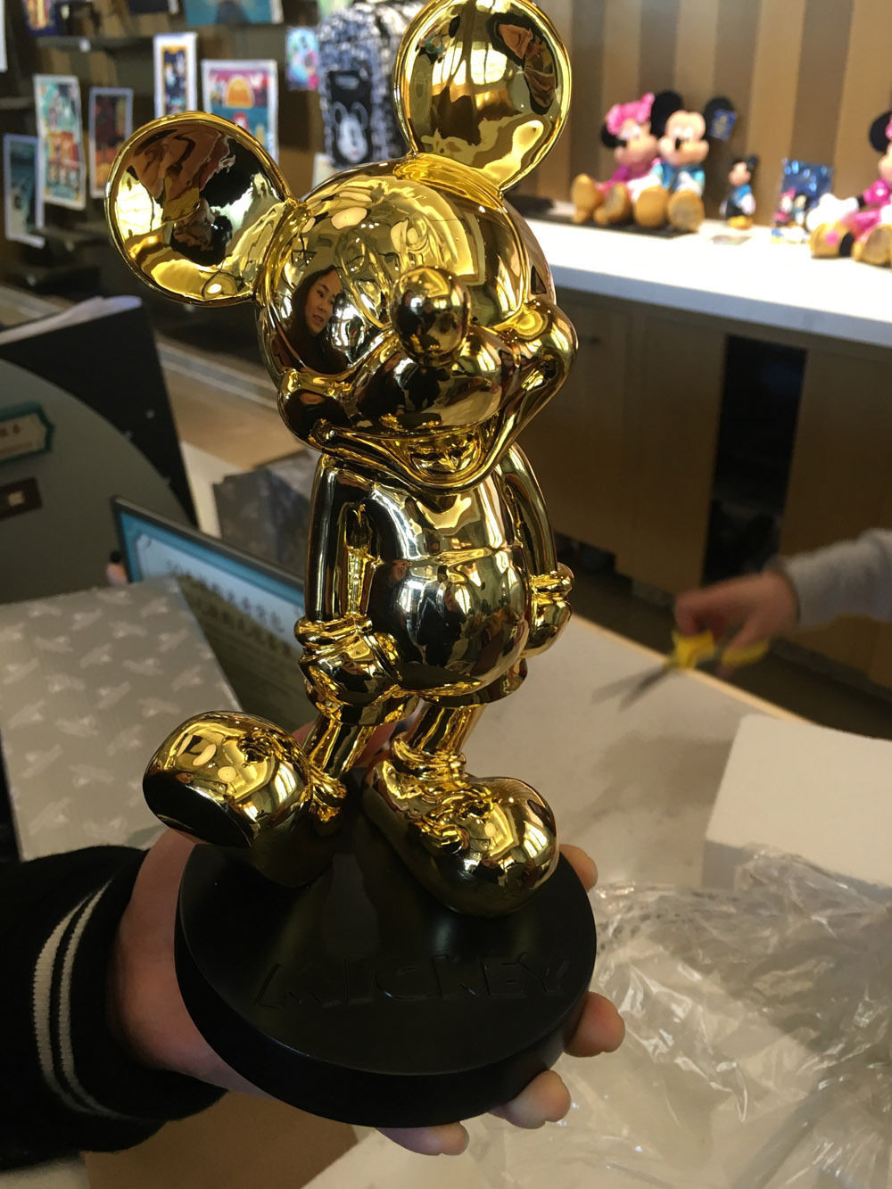 Extremely Rare! Walt Disney Mickey Mouse Gold Art Figurine Statue in Box
