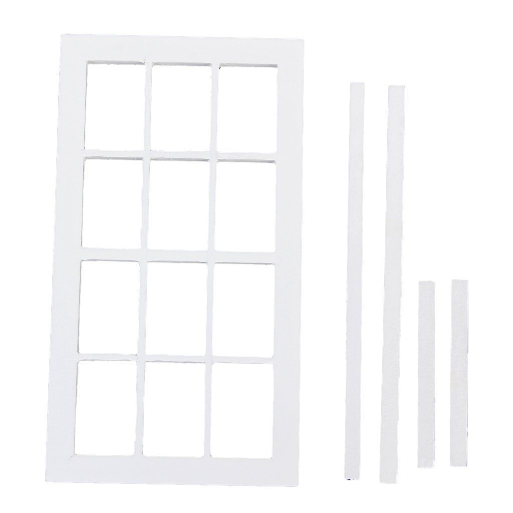 1:12 Scale Wooden Miniature Dollhouse 12 field Window frame White