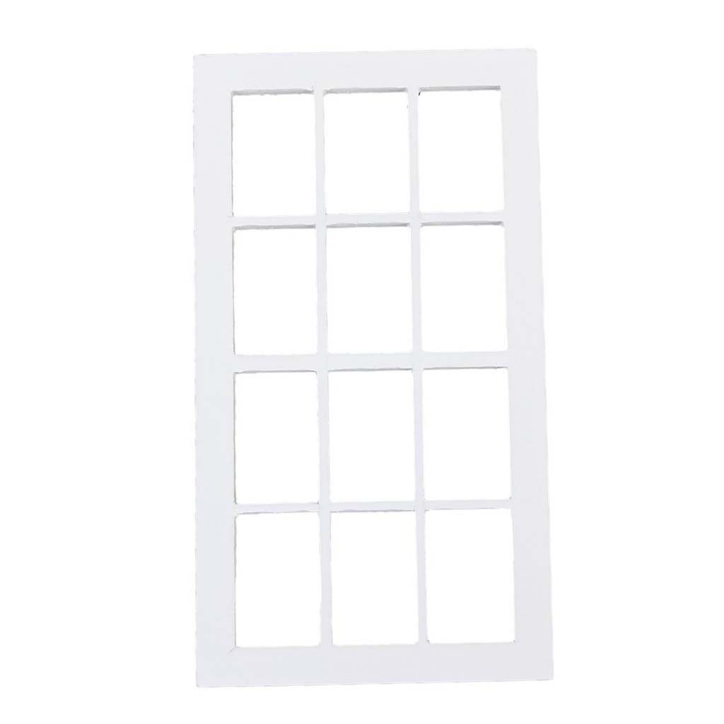 1:12 Scale Wooden Miniature Dollhouse 12 field Window frame White