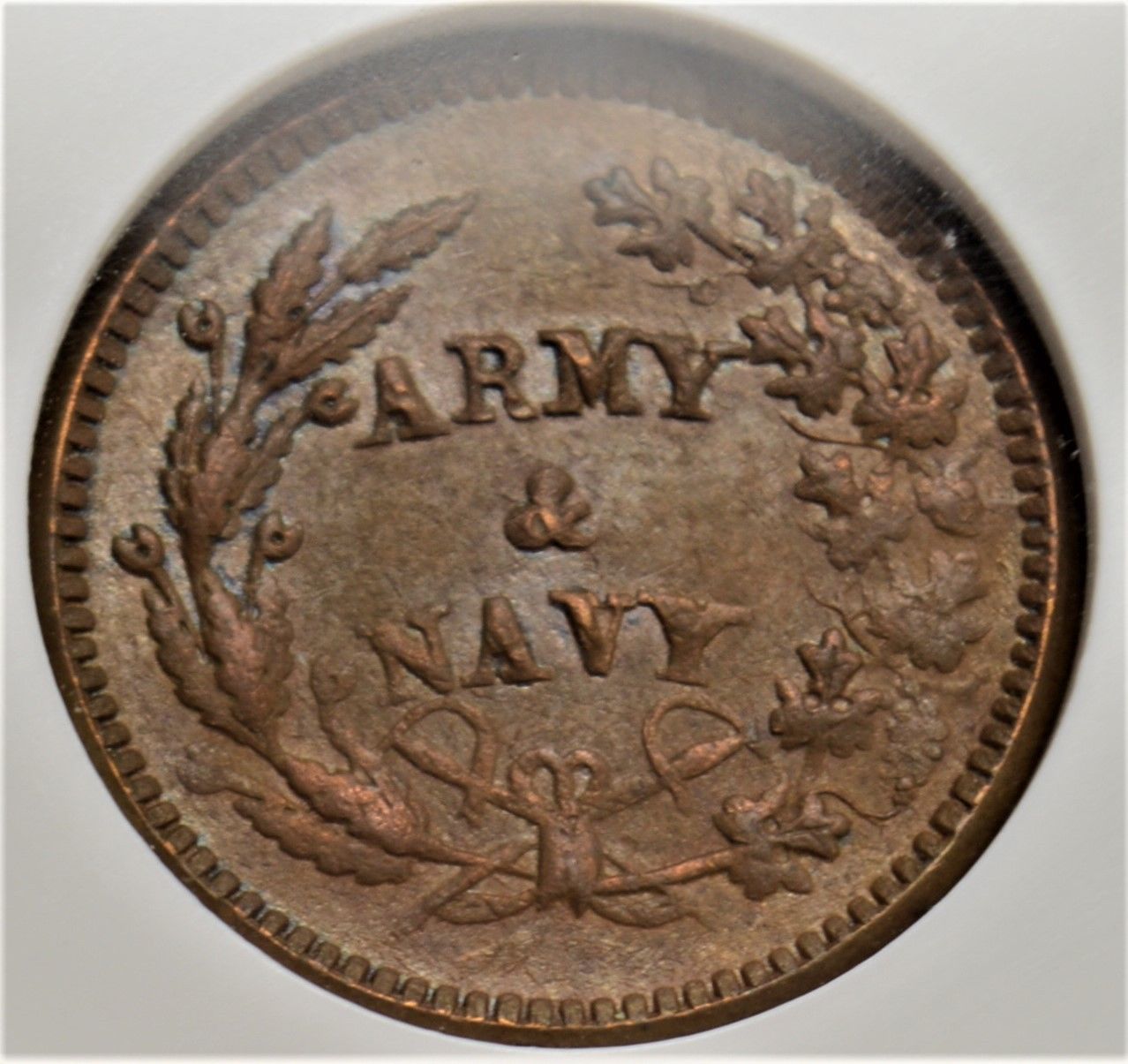 1861-65  CIVIL WAR TOKEN - ARMY & NAVY - F-257/311A - MS63BN NGC - R3