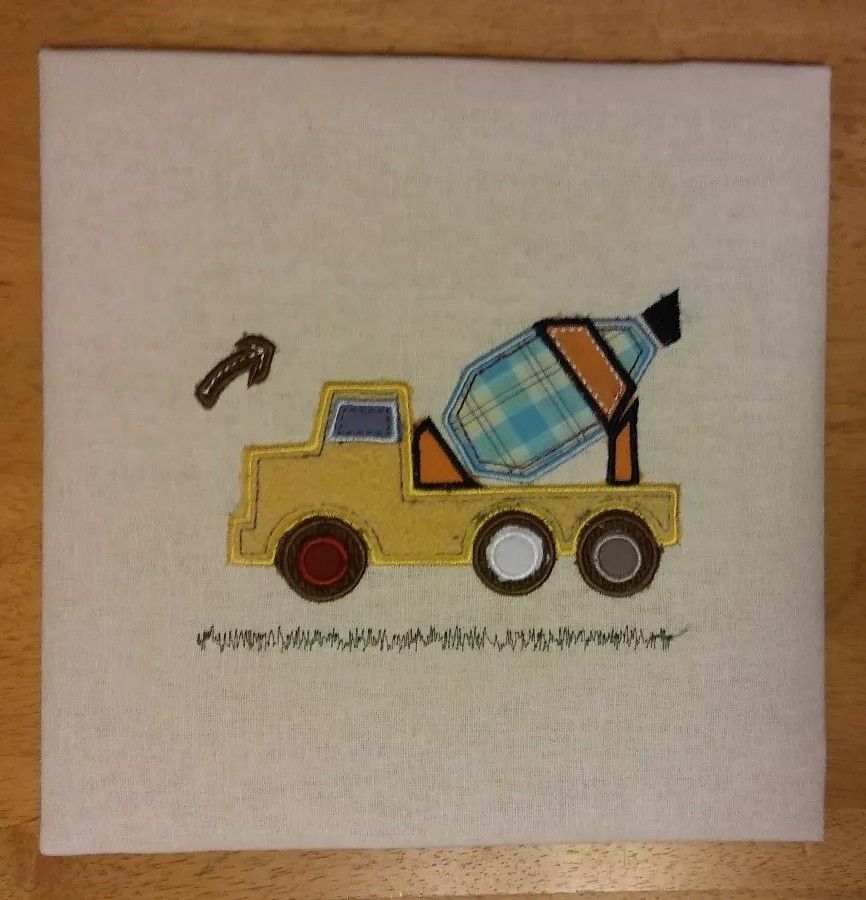 Lot of 2 Kidslines Embroidered Pictures Of Trucks. No Frames