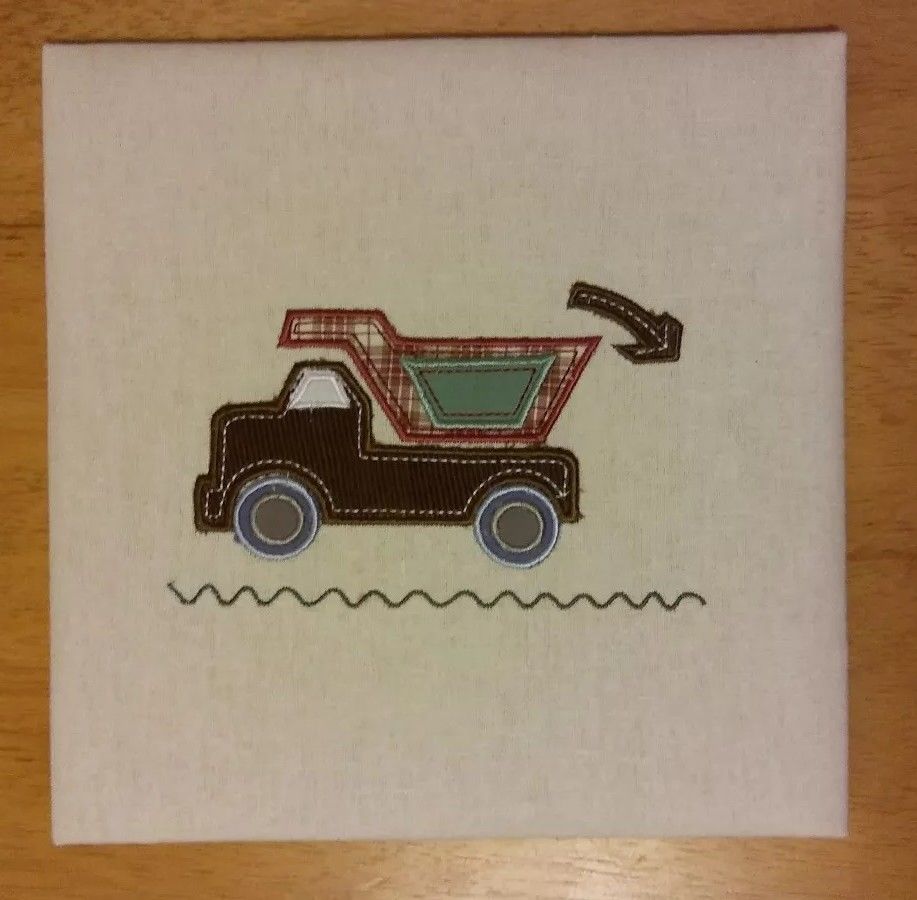 Lot of 2 Kidslines Embroidered Pictures Of Trucks. No Frames