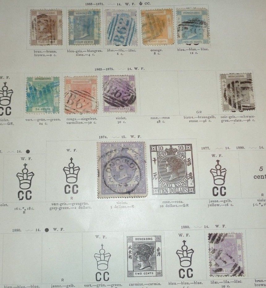 lot early Hong kong stamp used hinged to 19th C album pages