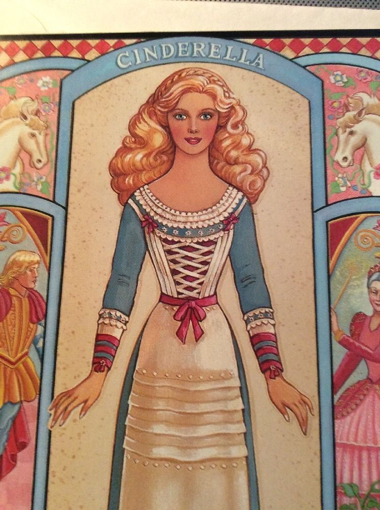 Vintage CINDERELLA PAPER DOLL CARD. PECK-GANDRE ENCHANTED FOREST SERIES.1990