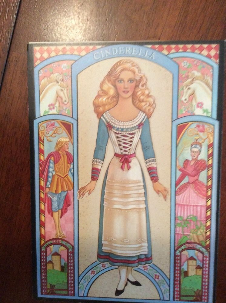 Vintage CINDERELLA PAPER DOLL CARD. PECK-GANDRE ENCHANTED FOREST SERIES.1990