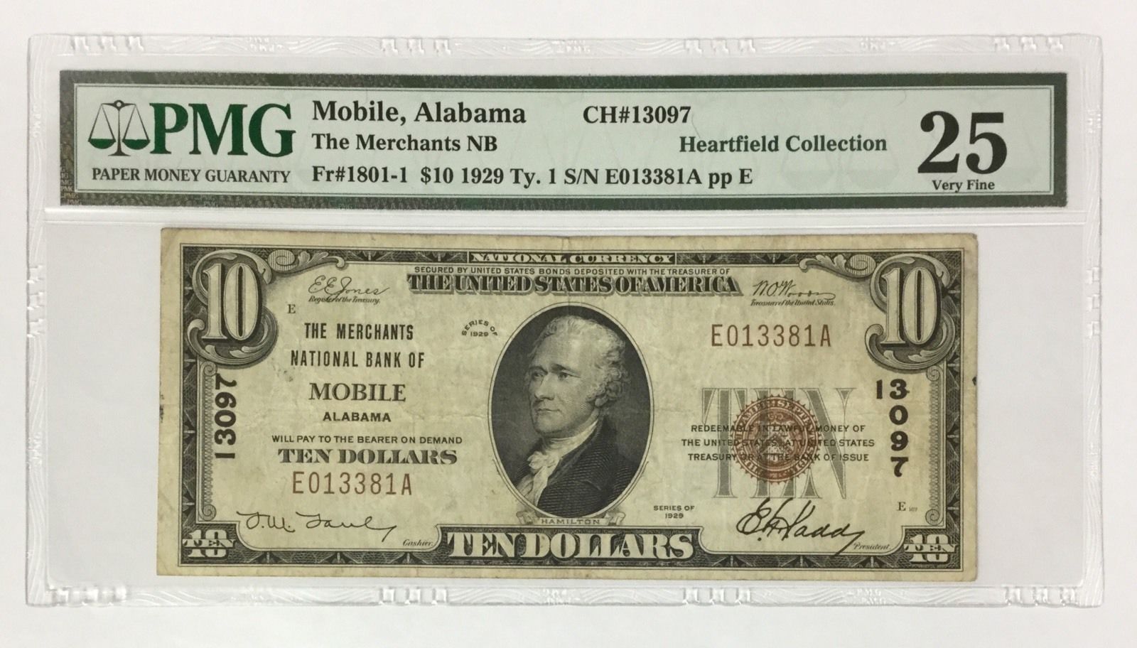 1929 $10 Mobile Alabama !!! PMG VERY FINE VF 25 ~ CH# 13097 ~ FR# 1801-1