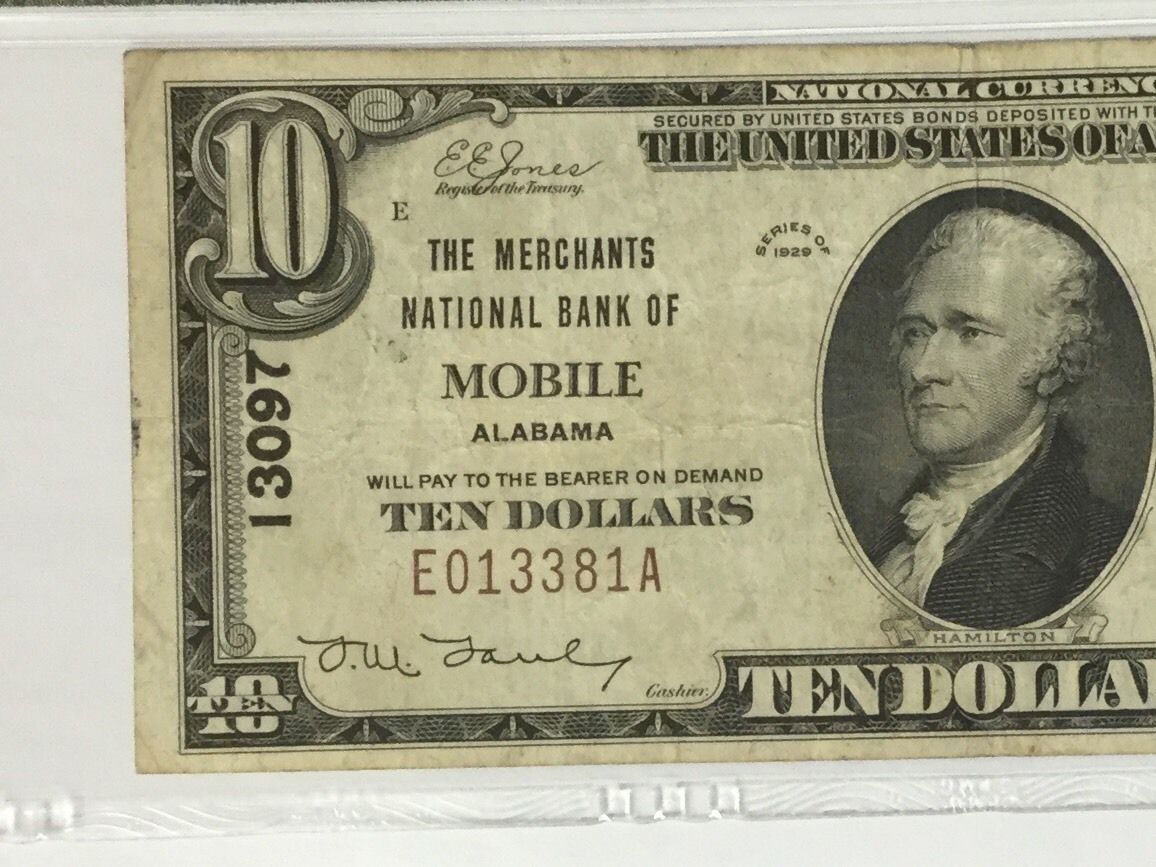 1929 $10 Mobile Alabama !!! PMG VERY FINE VF 25 ~ CH# 13097 ~ FR# 1801-1