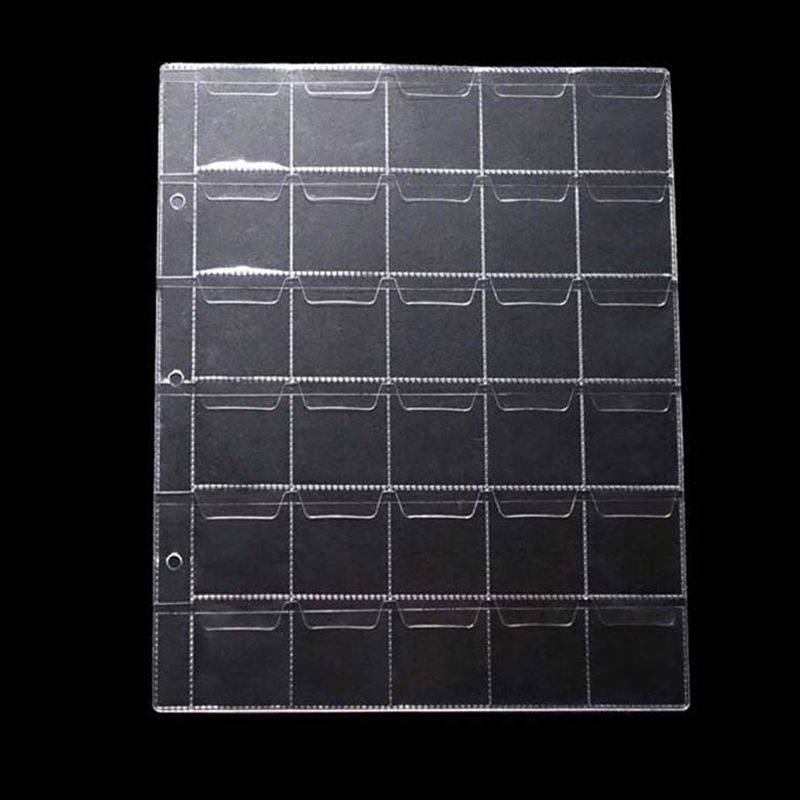 10Pages 30 Pockets Classic Coin Holders Sheets for Storage Collection Album