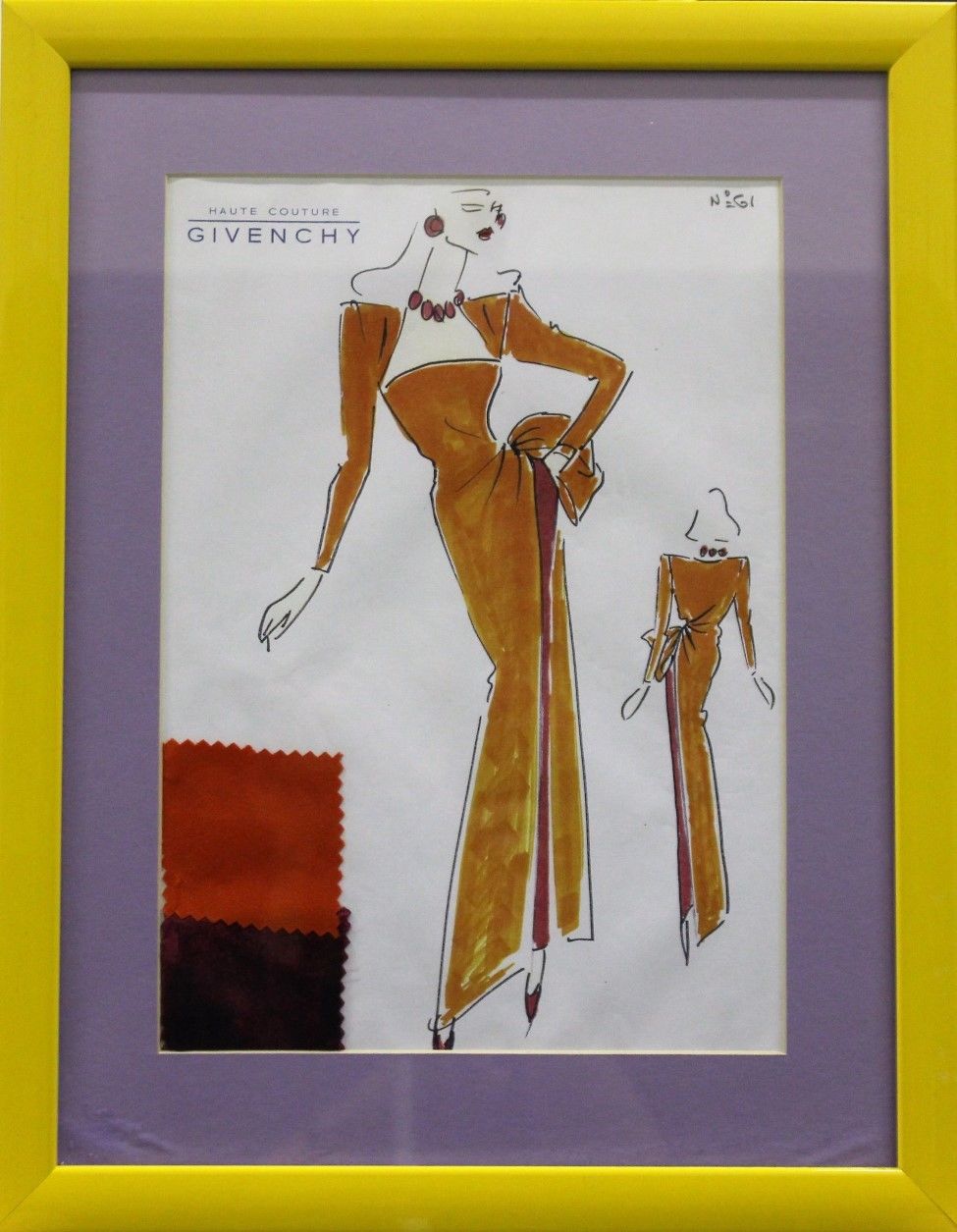 "Fab, Original Givenchy Paris No.61 Couture Fashion Framed Plate"