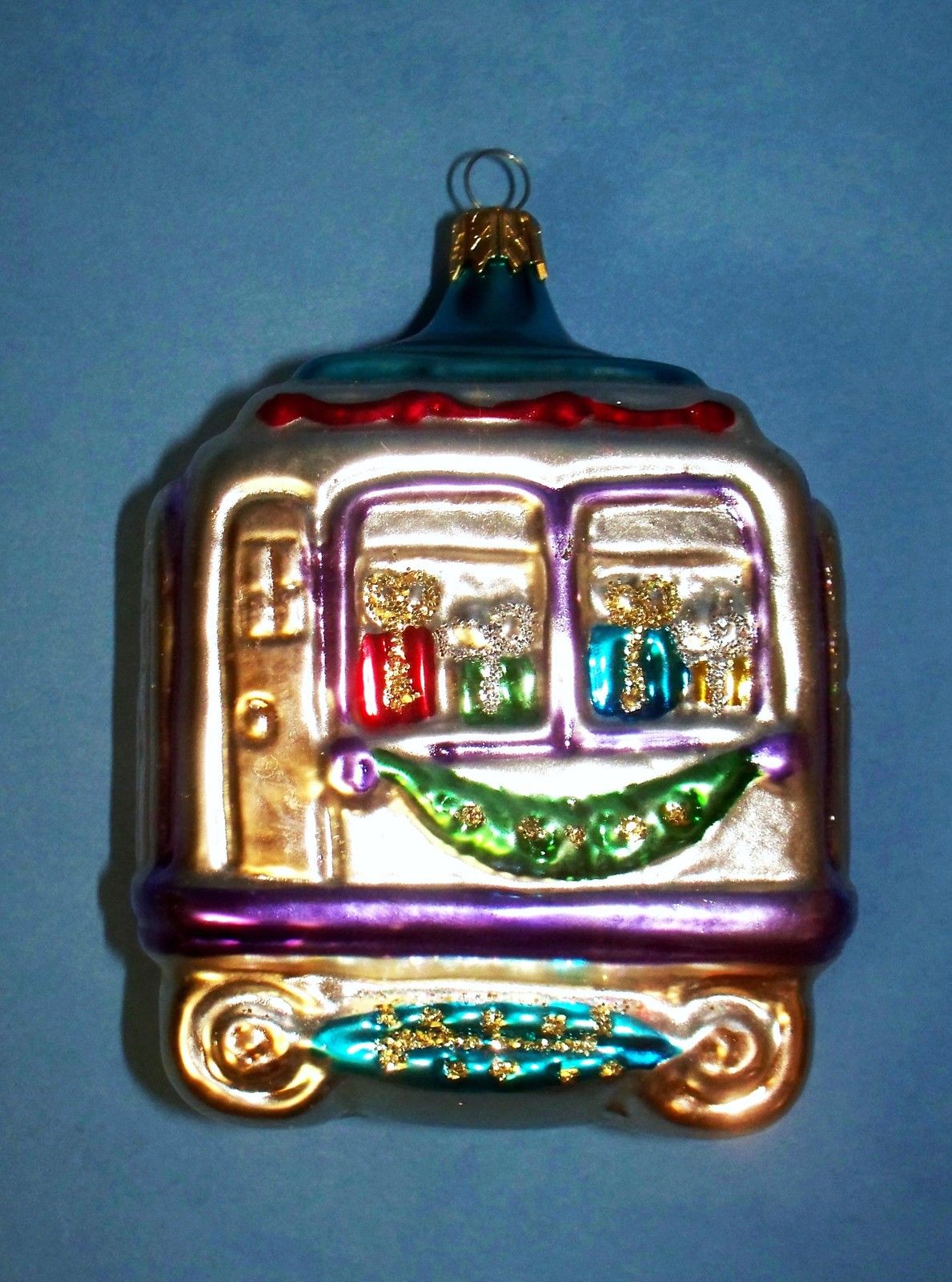 Vintage 4 Piece Glass Christmas Tree Ornaments Train Set Engine Cars Caboose ACS