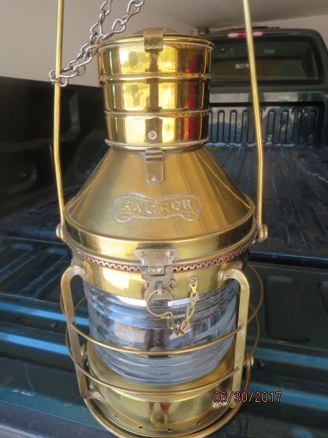 Large Vintage Brass Anchor Ship Lantern Light