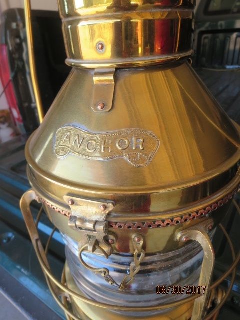 Large Vintage Brass Anchor Ship Lantern Light