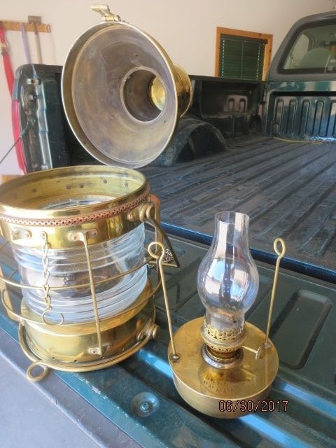 Large Vintage Brass Anchor Ship Lantern Light