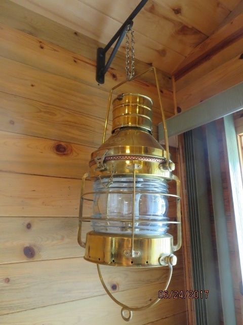 Large Vintage Brass Anchor Ship Lantern Light