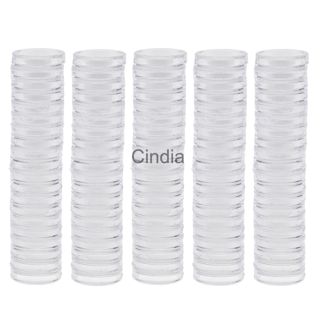 100pcs 19mm Clear Plastic Coin Capsule Holders Display Case Box Collection