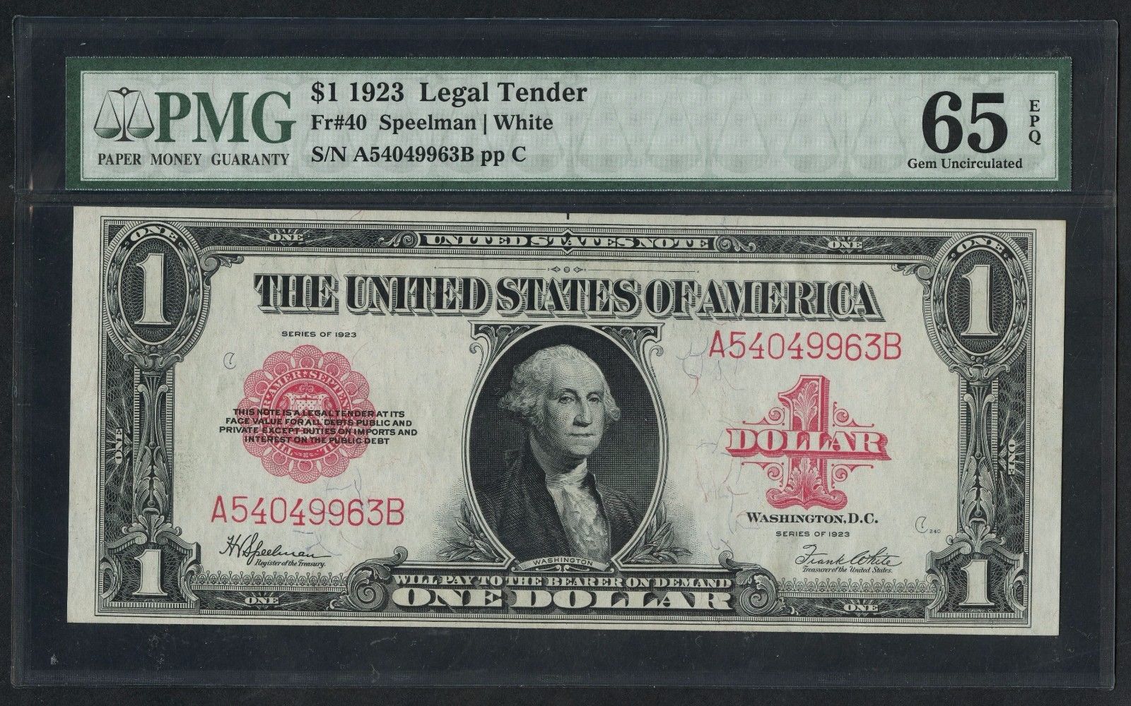 FR40 $1 1923 SERIES LEGAL TENDER PMG 65 EPQ GEM UNC WLM3689