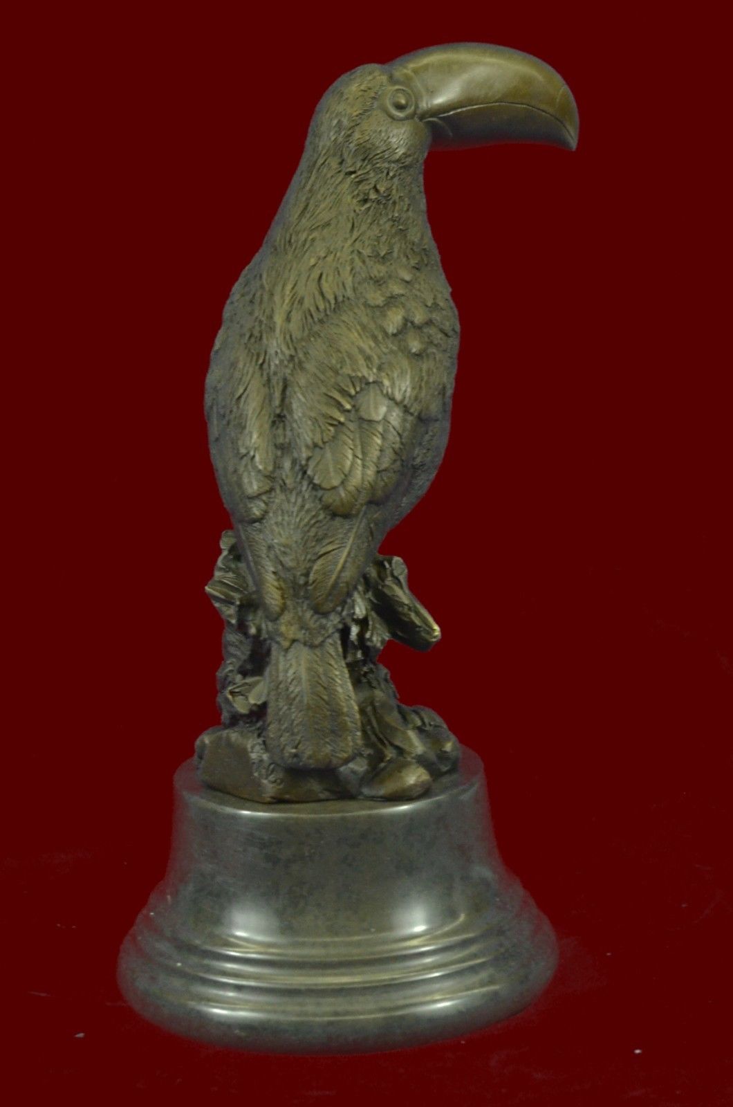 LOVELY SIGNED BIRD GENUINE PURE HOTCAST ON MARBLE FIGURE Bronze Sculpture Statue