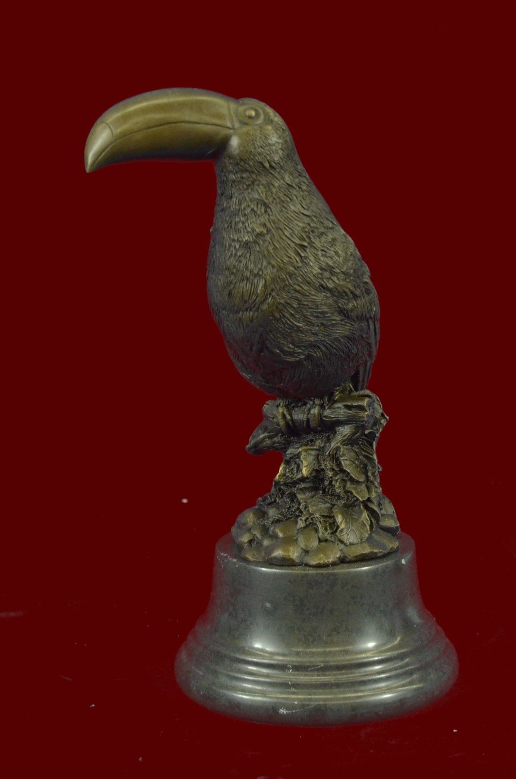 LOVELY SIGNED BIRD GENUINE PURE HOTCAST ON MARBLE FIGURE Bronze Sculpture Statue