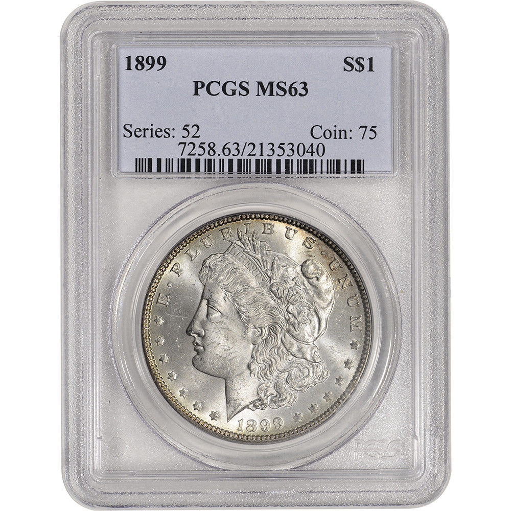 1899 US Morgan Silver Dollar $1 - PCGS MS63 - Tough P Mint