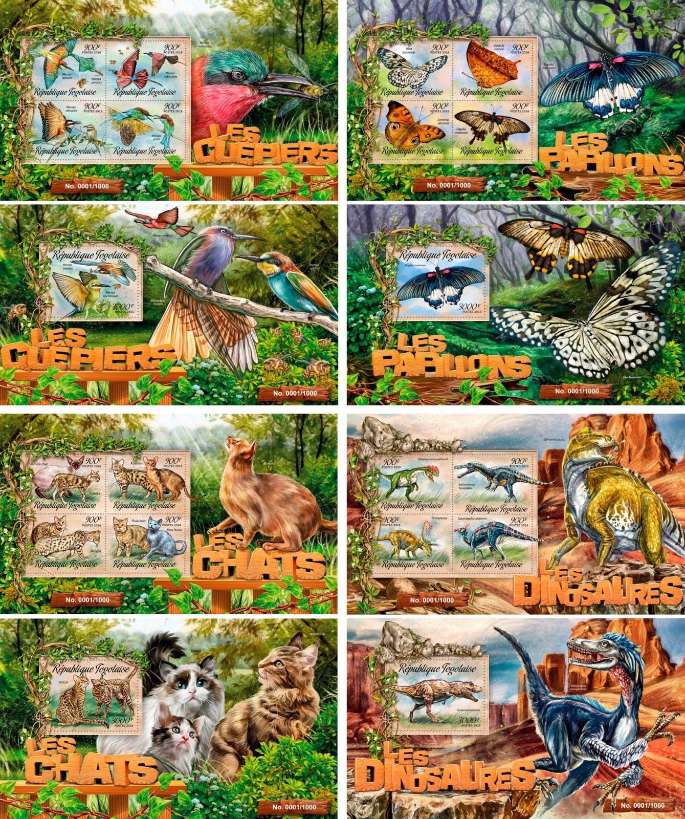 Fauna Animals Butterflies Minerals Orchids Fishes Togo 46 MNH stamp sheets set