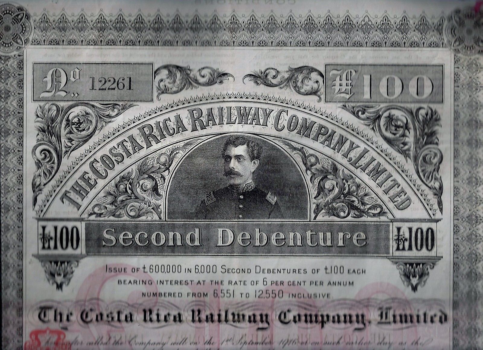 The Costa Rica Railway Company Ltd., 1889 second DEBENTURE