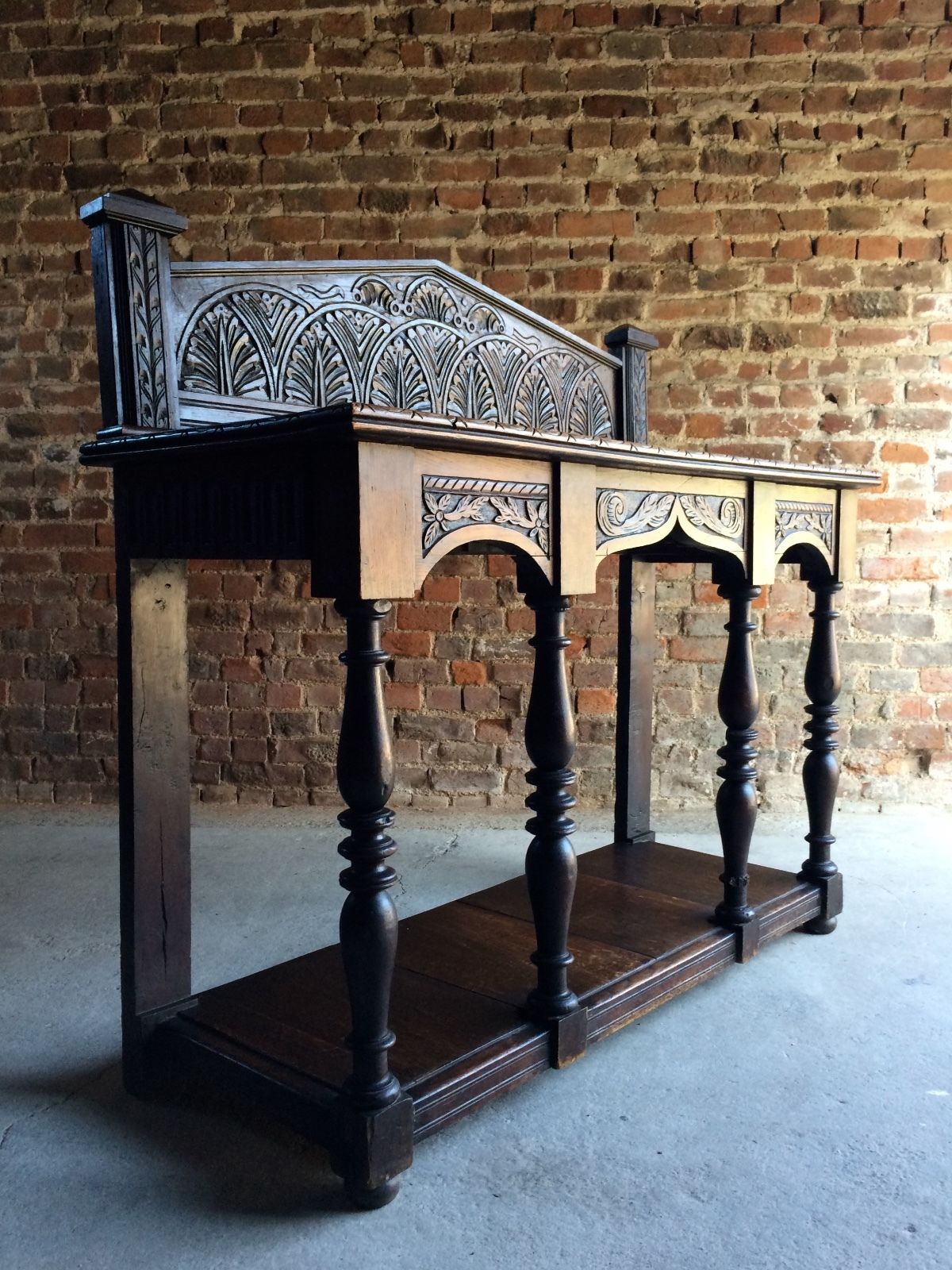 Beautiful Antique 19th Century Carved Oak Buffet Sideboard