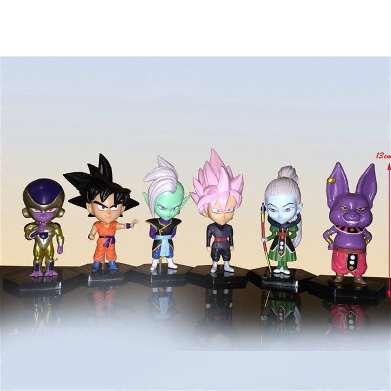 6pcs Dragon Ball Z DBZ Son Gokou Whis Beerus PVC Figure Toy Loose Pack