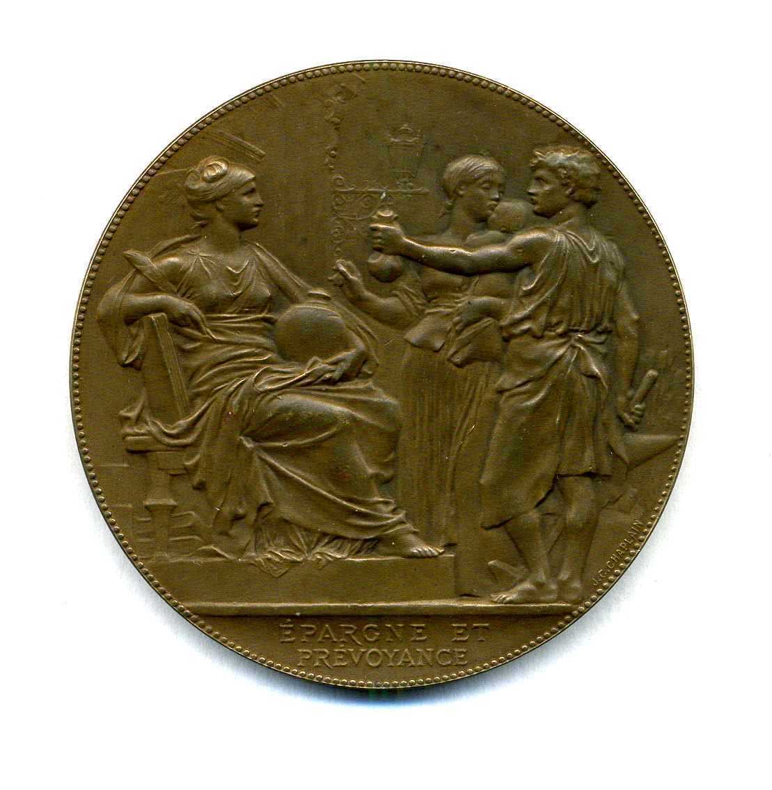 Art Nouveau - Savings and Provident – Bronze medal 1921-1931 by J.C Chaplain