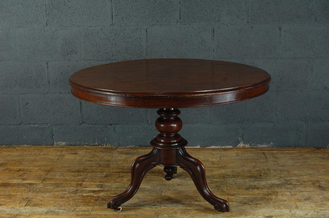 Antique Victorian Mahogany Breakfast Dining Round Table