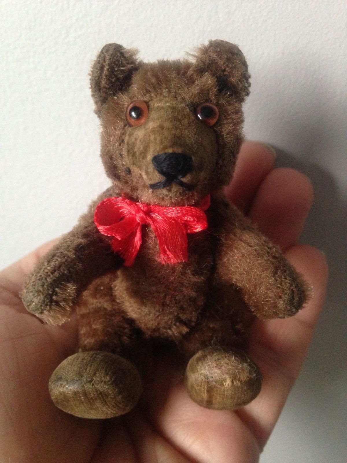 Brown VINTAGE ANTIQUE  Steiff Mohair Teddy Baby Bear NO ID Miniature 3.5" NR