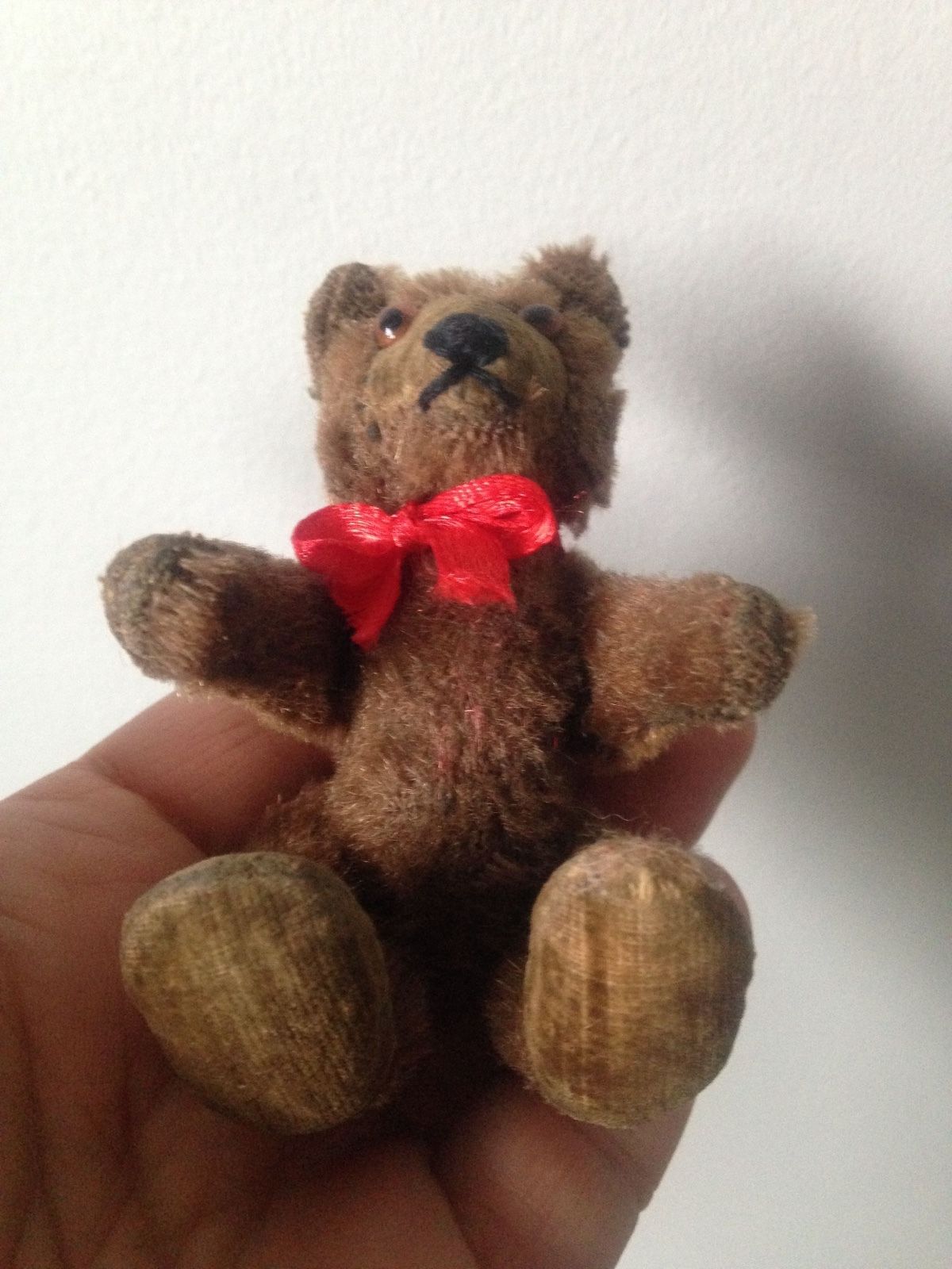 Brown VINTAGE ANTIQUE  Steiff Mohair Teddy Baby Bear NO ID Miniature 3.5" NR