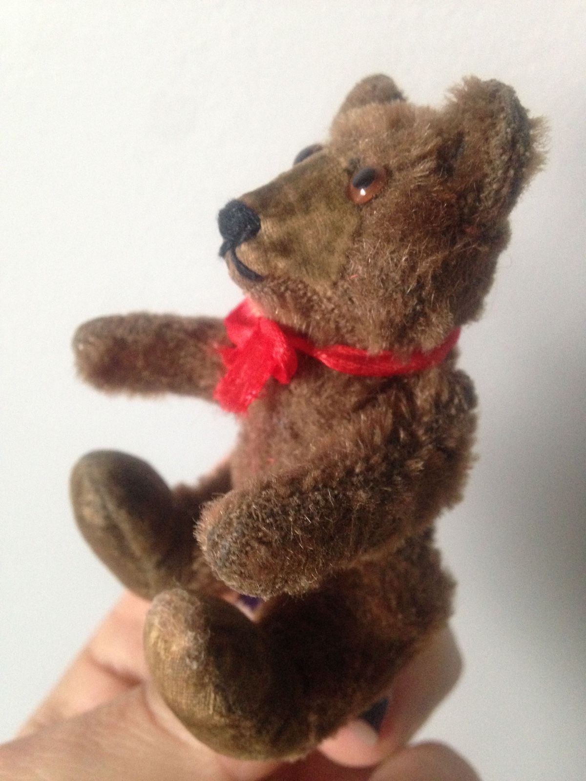 Brown VINTAGE ANTIQUE  Steiff Mohair Teddy Baby Bear NO ID Miniature 3.5" NR