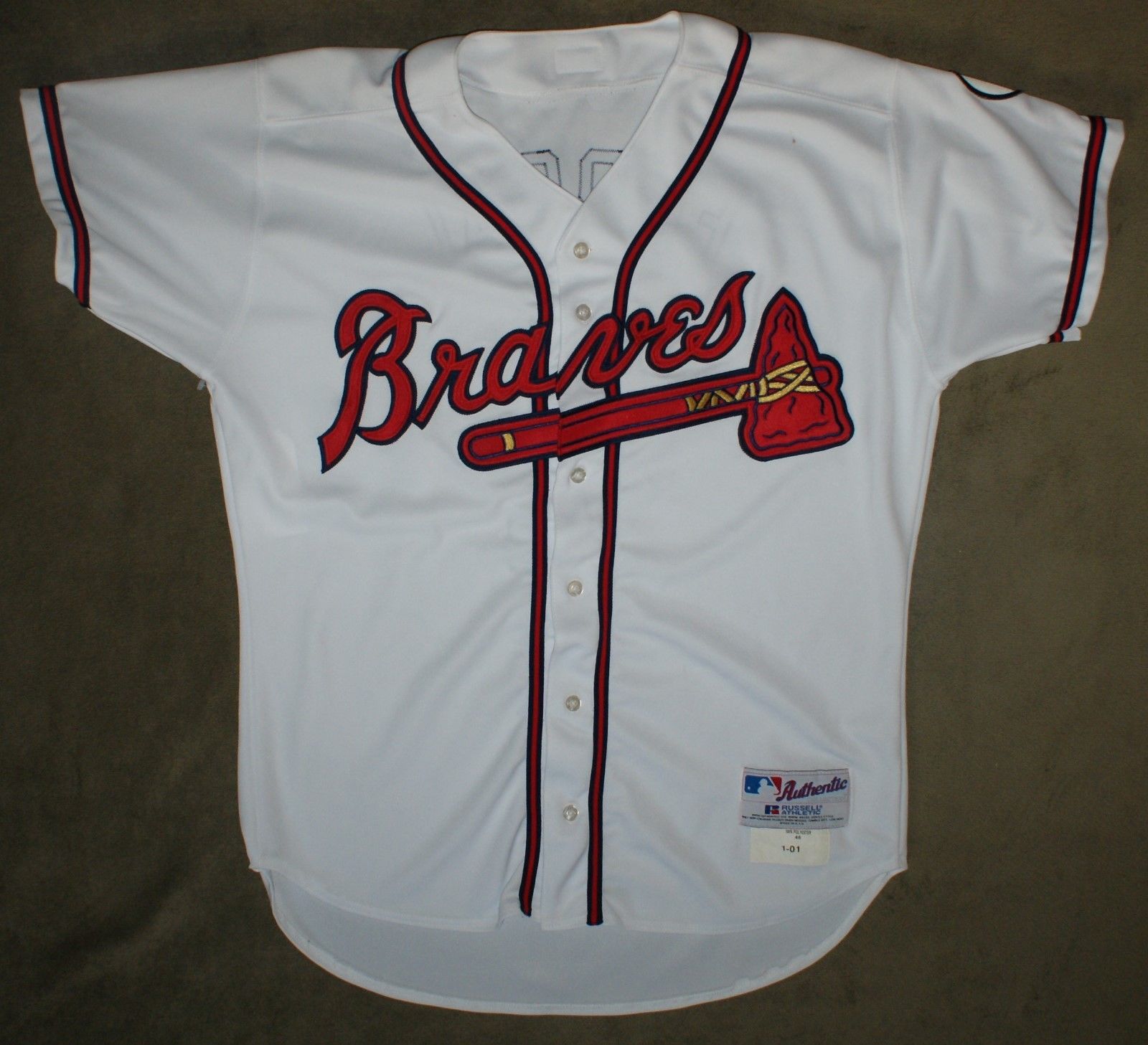 2001 Rafael Furcal Signed Game Worn Used Atlanta Braves Home Jersey, MEARS A10