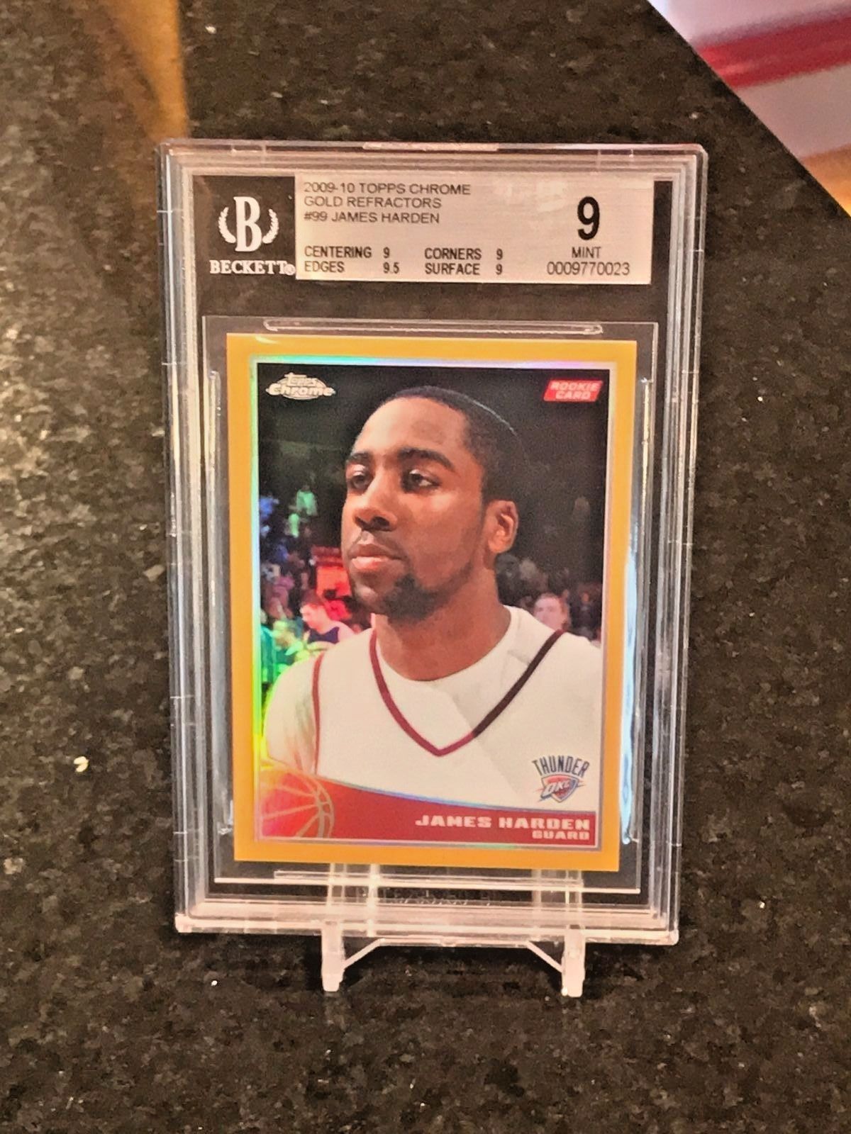 2009-10 JAMES HARDEN TOPPS CHROME GOLD REFRACTOR ROOKIE CARD /50  BGS 9 MINT