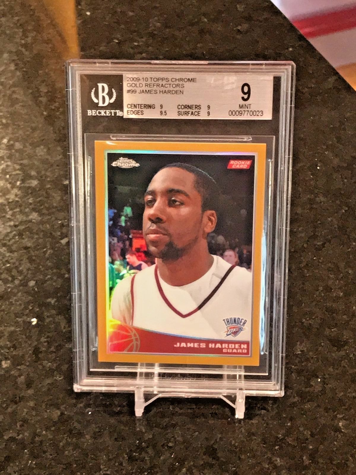 2009-10 JAMES HARDEN TOPPS CHROME GOLD REFRACTOR ROOKIE CARD /50  BGS 9 MINT