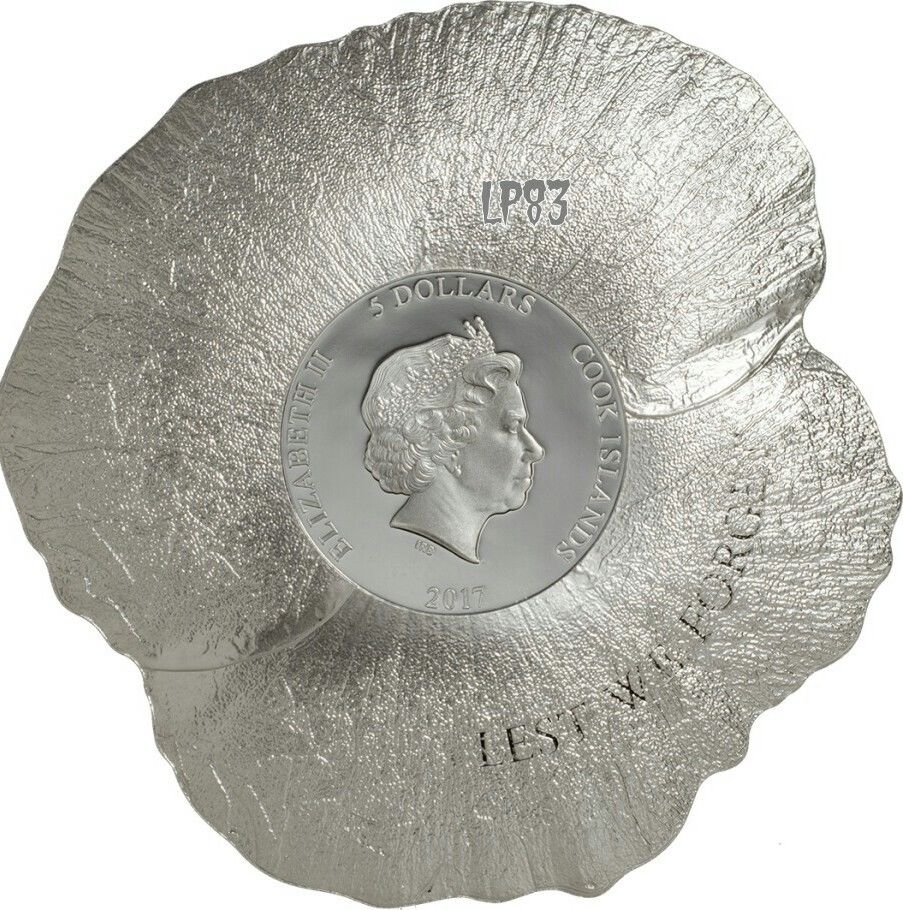 2017 1 Oz Silver REMEMBRANCE POPPY Papaver Coin 5$ Cook Islands.