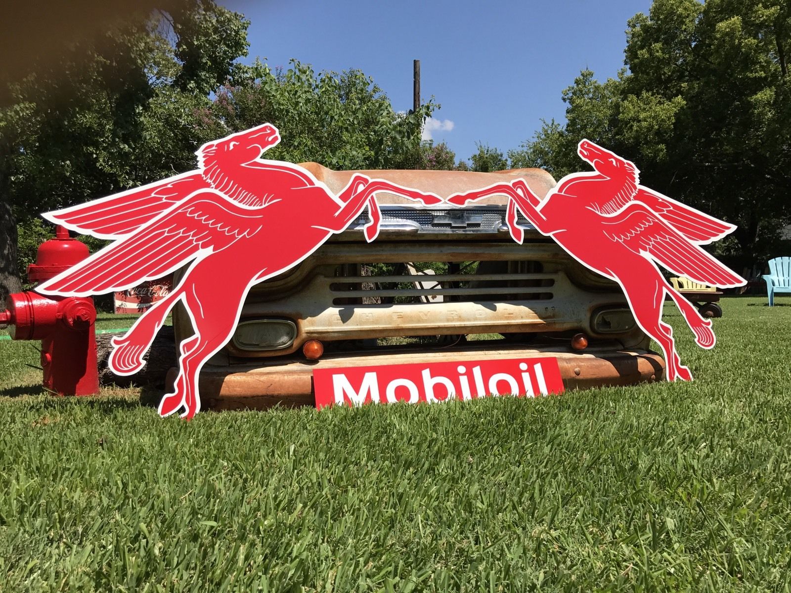 Antique Vintage Old Style Mobil Pegasus Left And Right Sign! *SALE!!!*