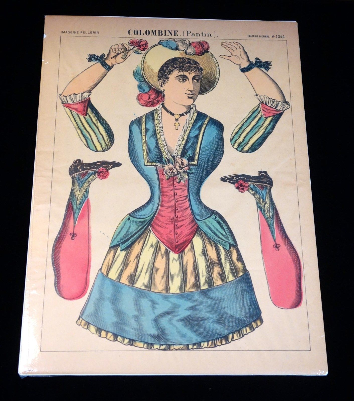 Pantin - Colombine Jumping Jacks c1860s Imagerie d'Epinal 1344 Paper Doll