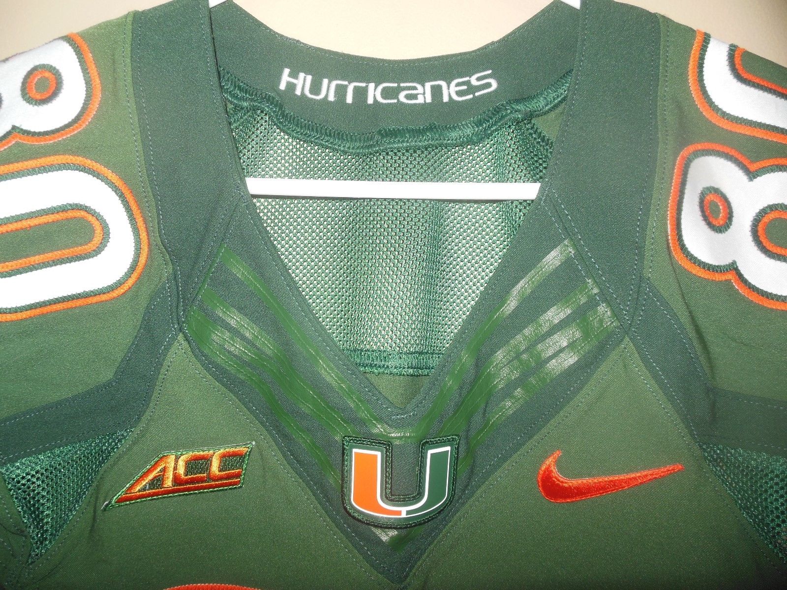 MIAMI HURRICANES GAME USED FOOTBALL JERSEY ALL SEWN