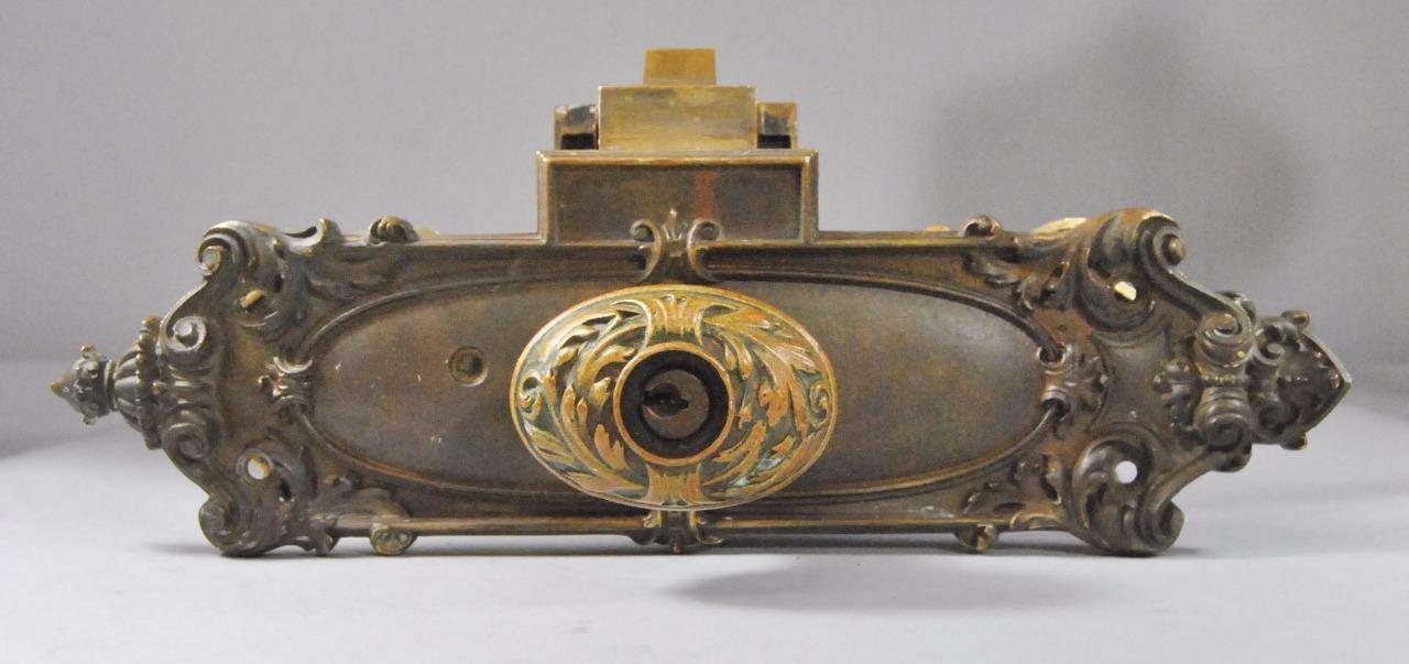 Antique Victorian Heavy Brass Door Lockset Plates Knob/ Handle Pat'd 1899