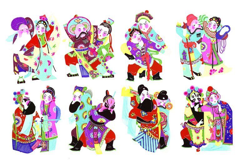 Chinese Paper Cuts Double Characters of Opera Set 8 colorful small pieces