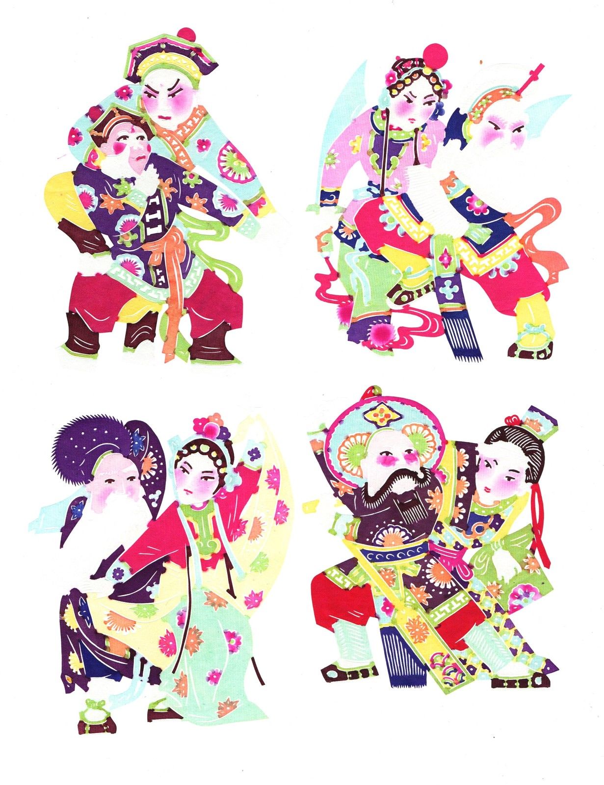 Chinese Paper Cuts Double Characters of Opera Set 8 colorful small pieces