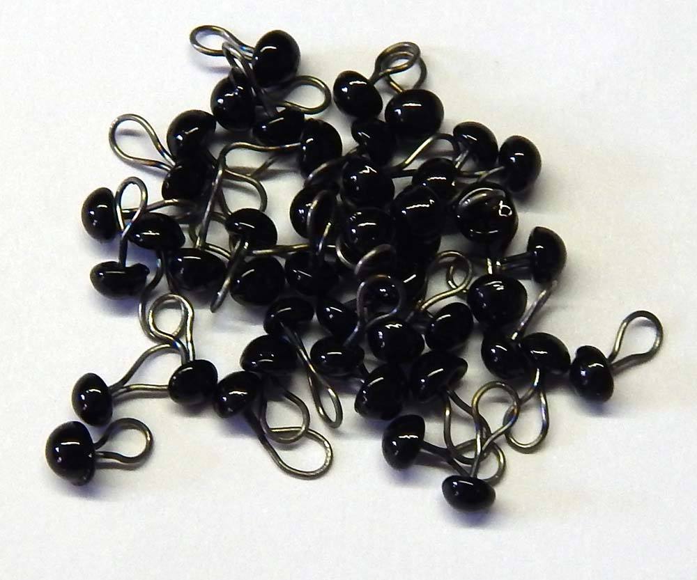 German Shiny Glass Eyes on wire loop, Black, 3 mm, Teddy bear making