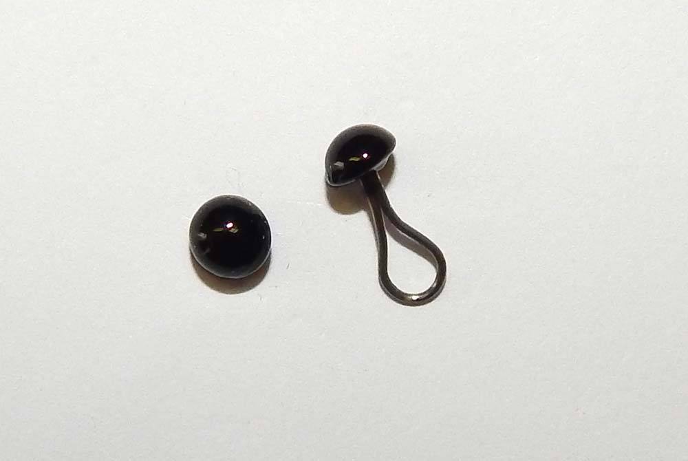 German Shiny Glass Eyes on wire loop, Black, 3 mm, Teddy bear making